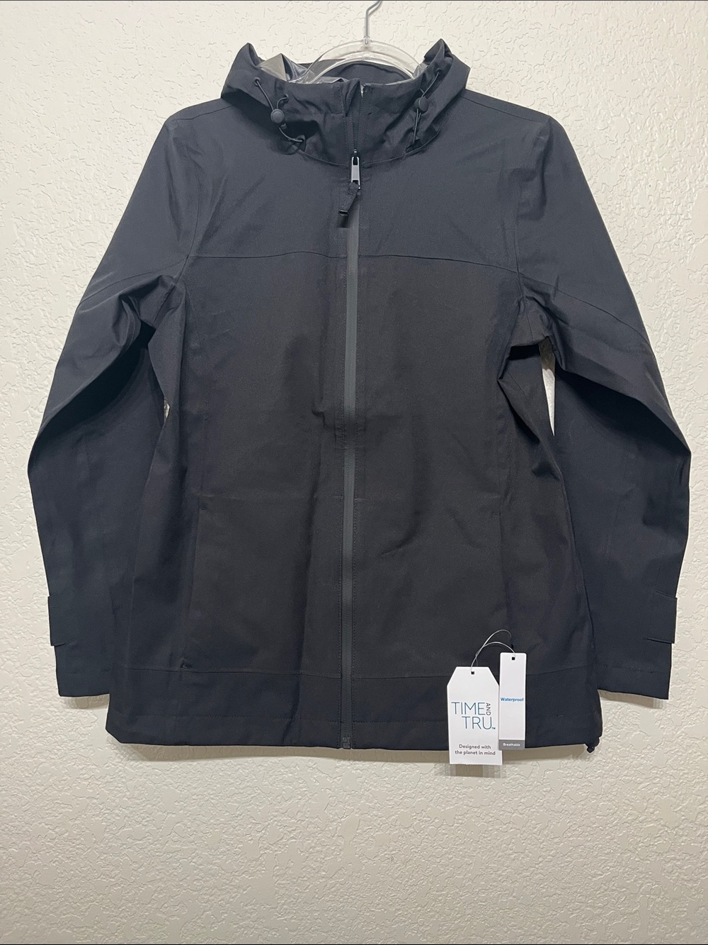 Time and Tru Black Hooded Women's Size XS Raincoat